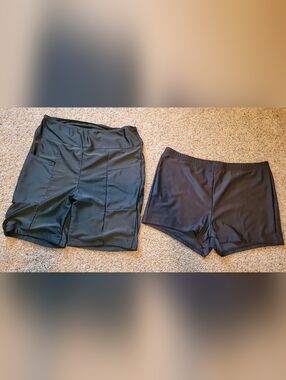 2 Pairs Black Women's Swim Shorts